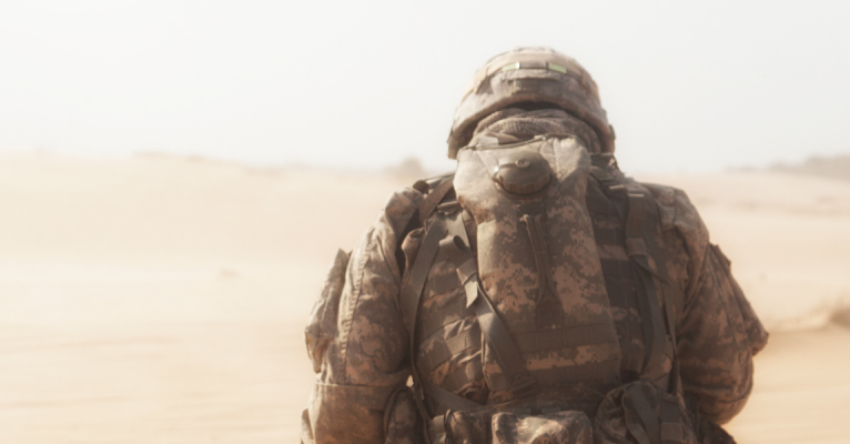 soldier in desert wearing military uniform